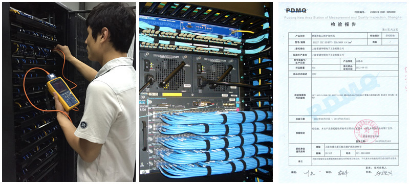 線纜測試-每個(gè)信息點(diǎn)的信噪比、串?dāng)_、永久鏈路長度符合相關(guān)國際標(biāo)準(zhǔn)，保證點(diǎn)對點(diǎn)的鏈路貫通。